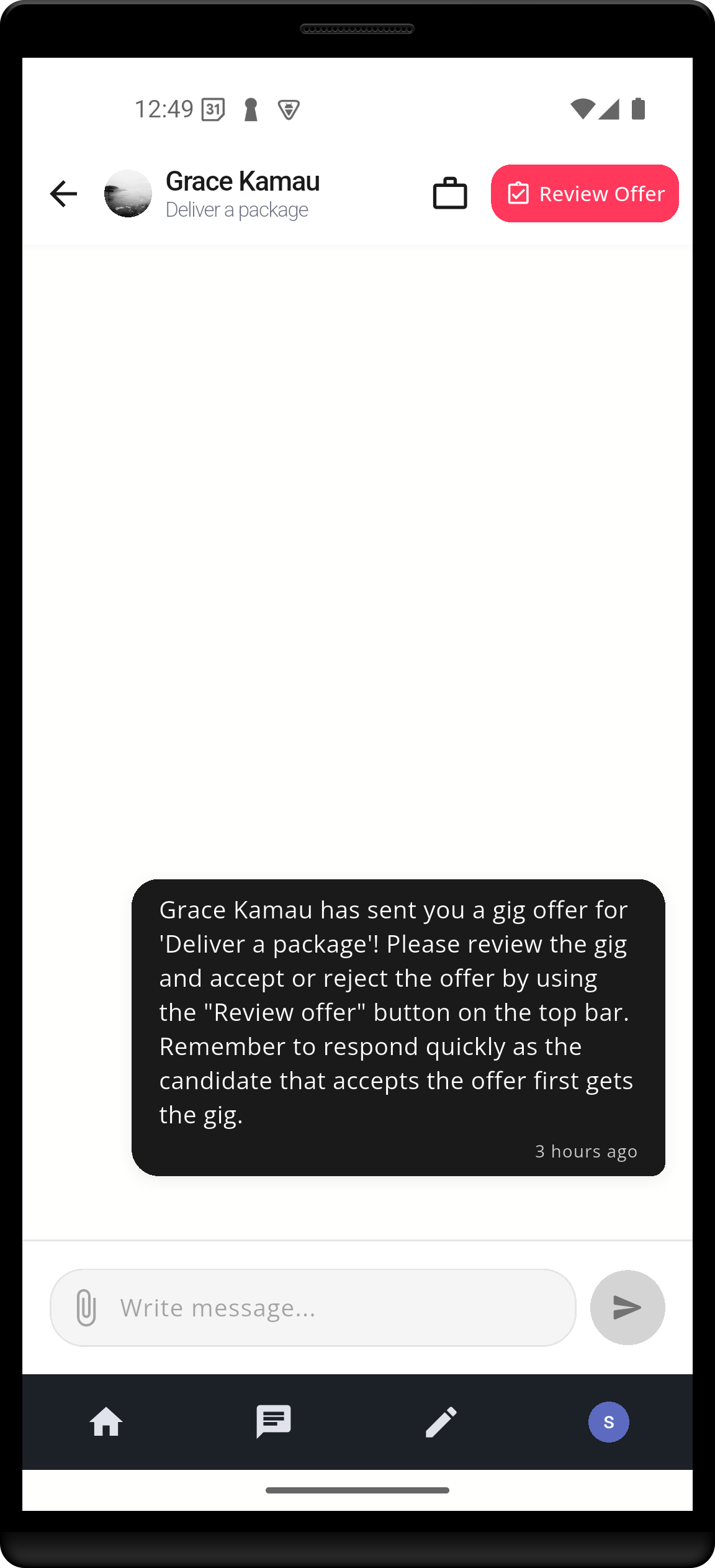 Received gig offer
